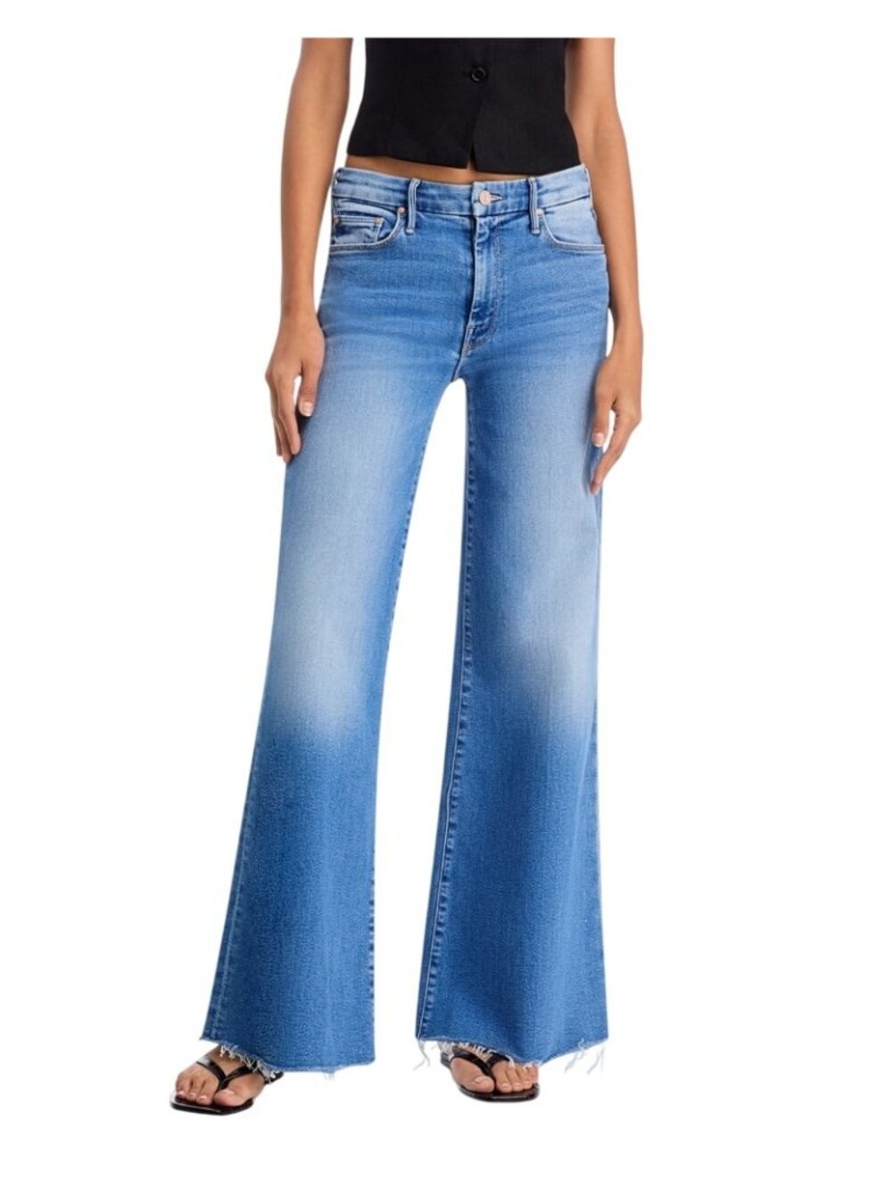 NWT MOTHER The Roller Fray Fan Favorite Wide Leg Jeans Size 23 MSRP $258 - Picture 2 of 8